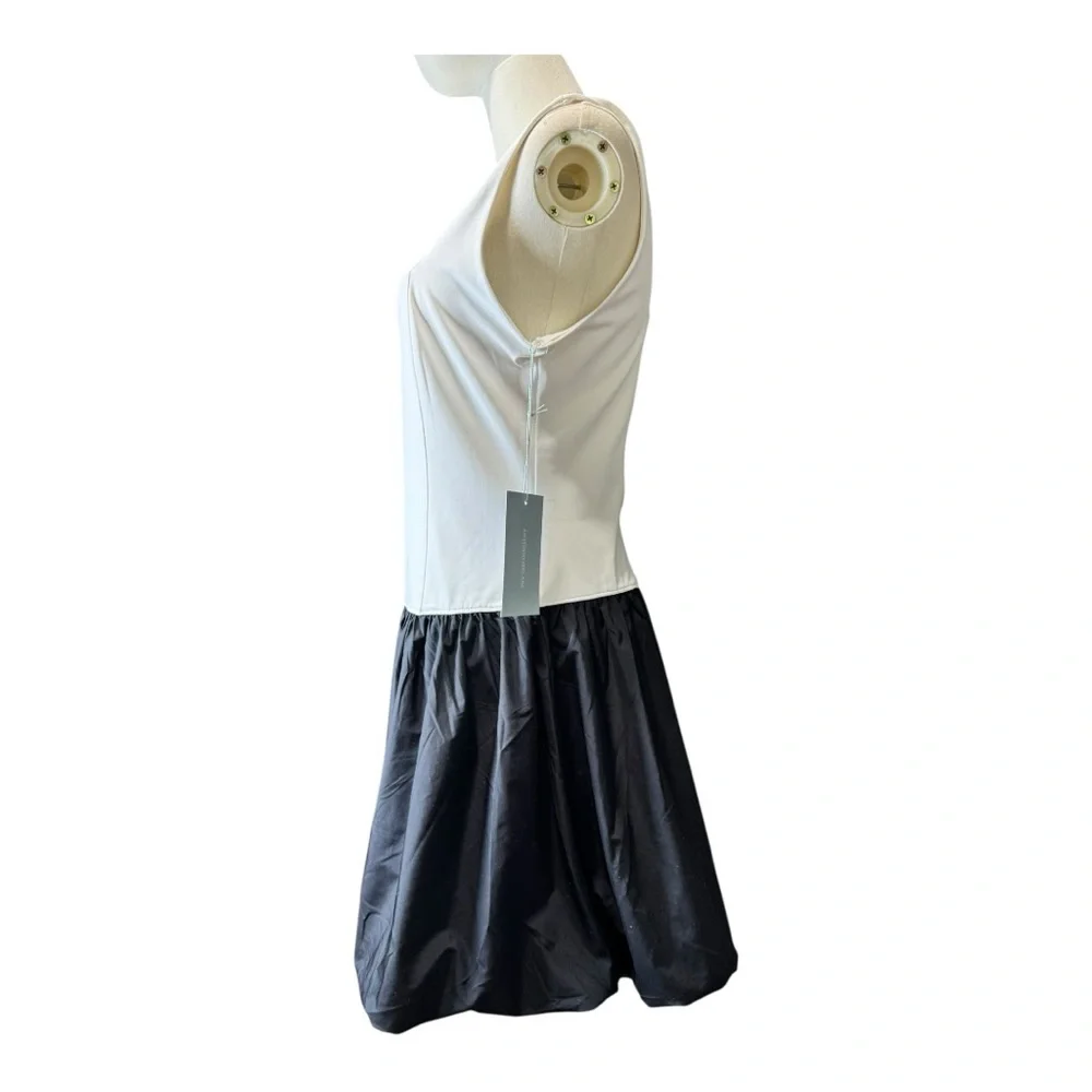 NWT Antonio Melani Bubble Hem Romper Skort Dress Black White Size M